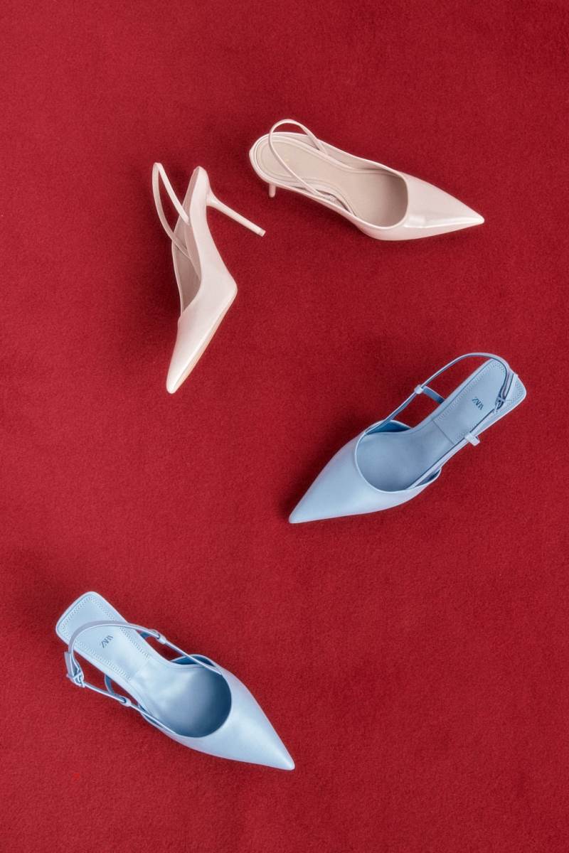 ZARA LEATHER SLINGBACK Högklackade Skor Dam Blå | VWSLN-9867