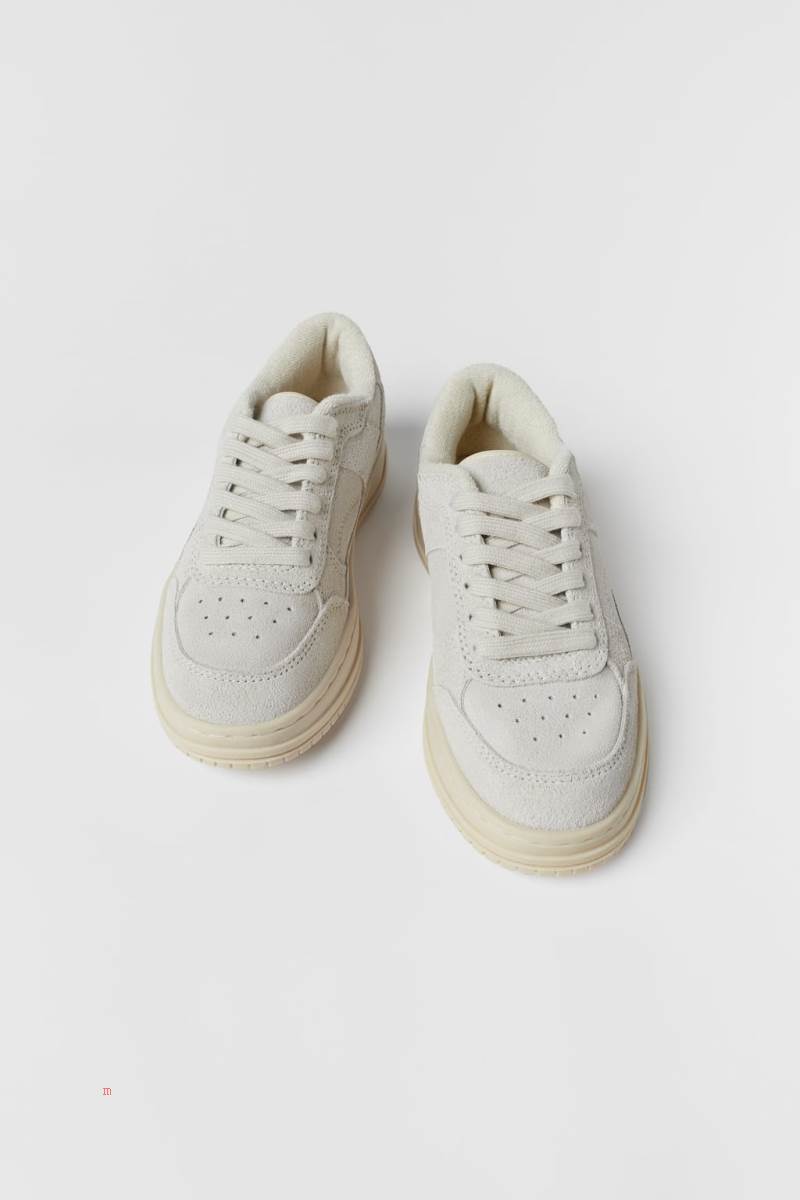 ZARA LEATHER Sneakers Pojke Vita | ZOJMH-4085