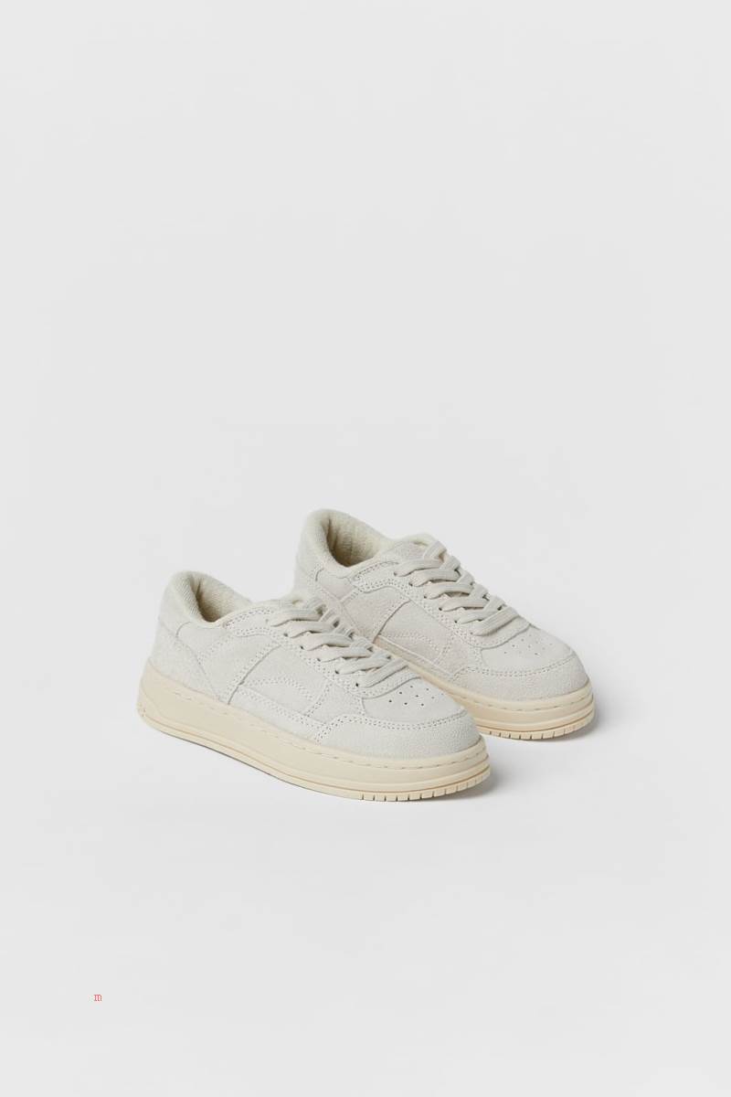 ZARA LEATHER Sneakers Pojke Vita | ZOJMH-4085