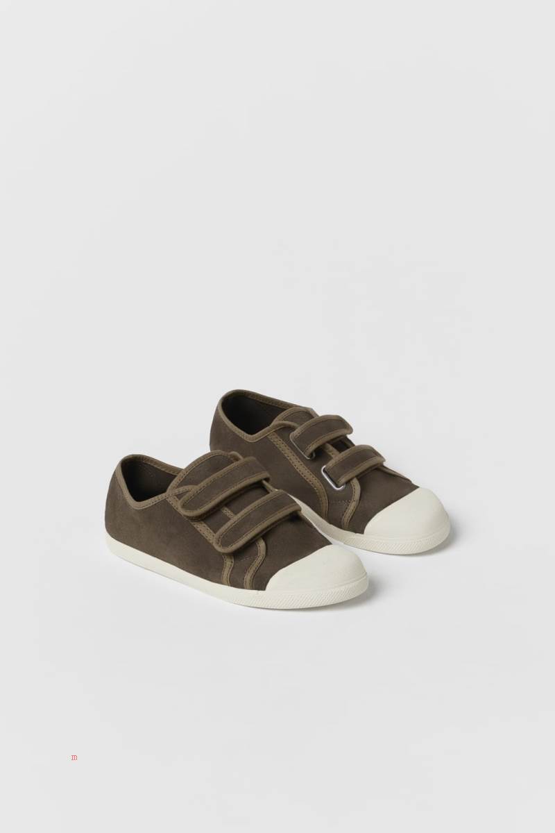 ZARA LEATHER Sneakers Tjej Bruna | ZDUXV-8650