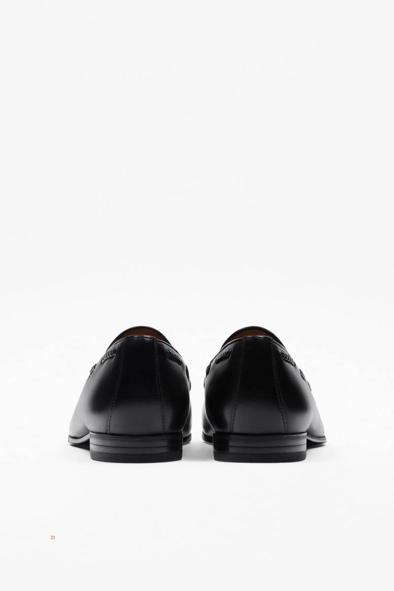 ZARA LEATHER TASSEL Loafers Herr Svarta | PMNOK-7869