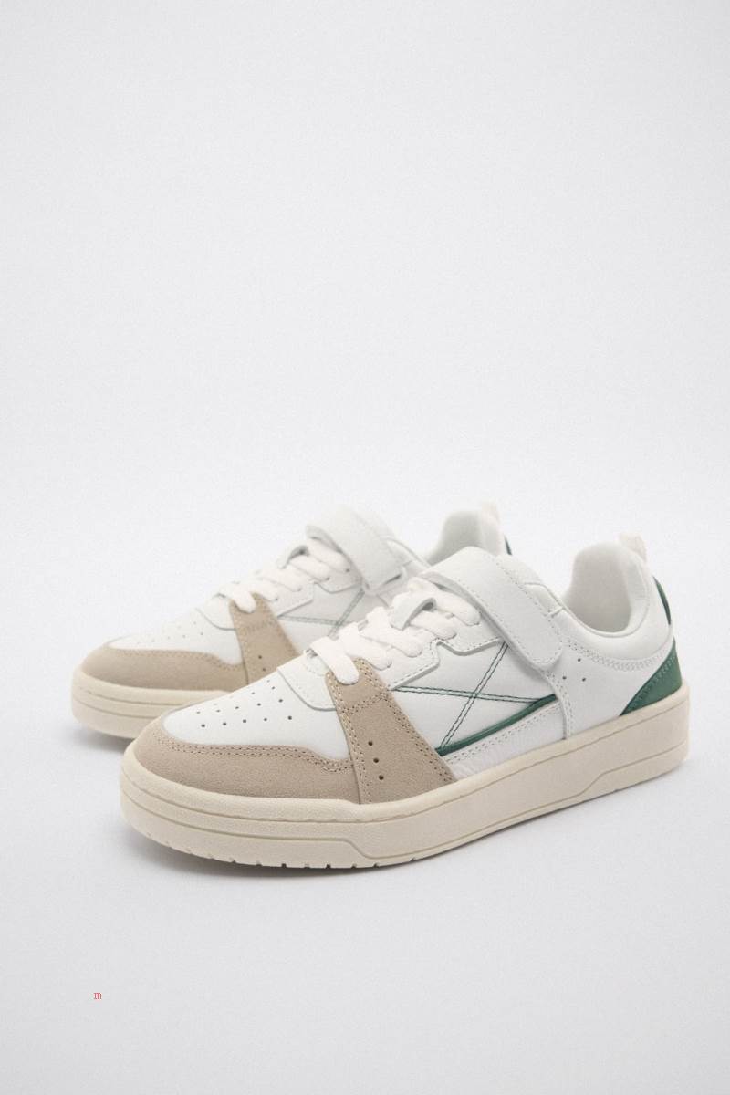 ZARA LEATHER Träningsskor Dam Gröna | KZCFH-6547