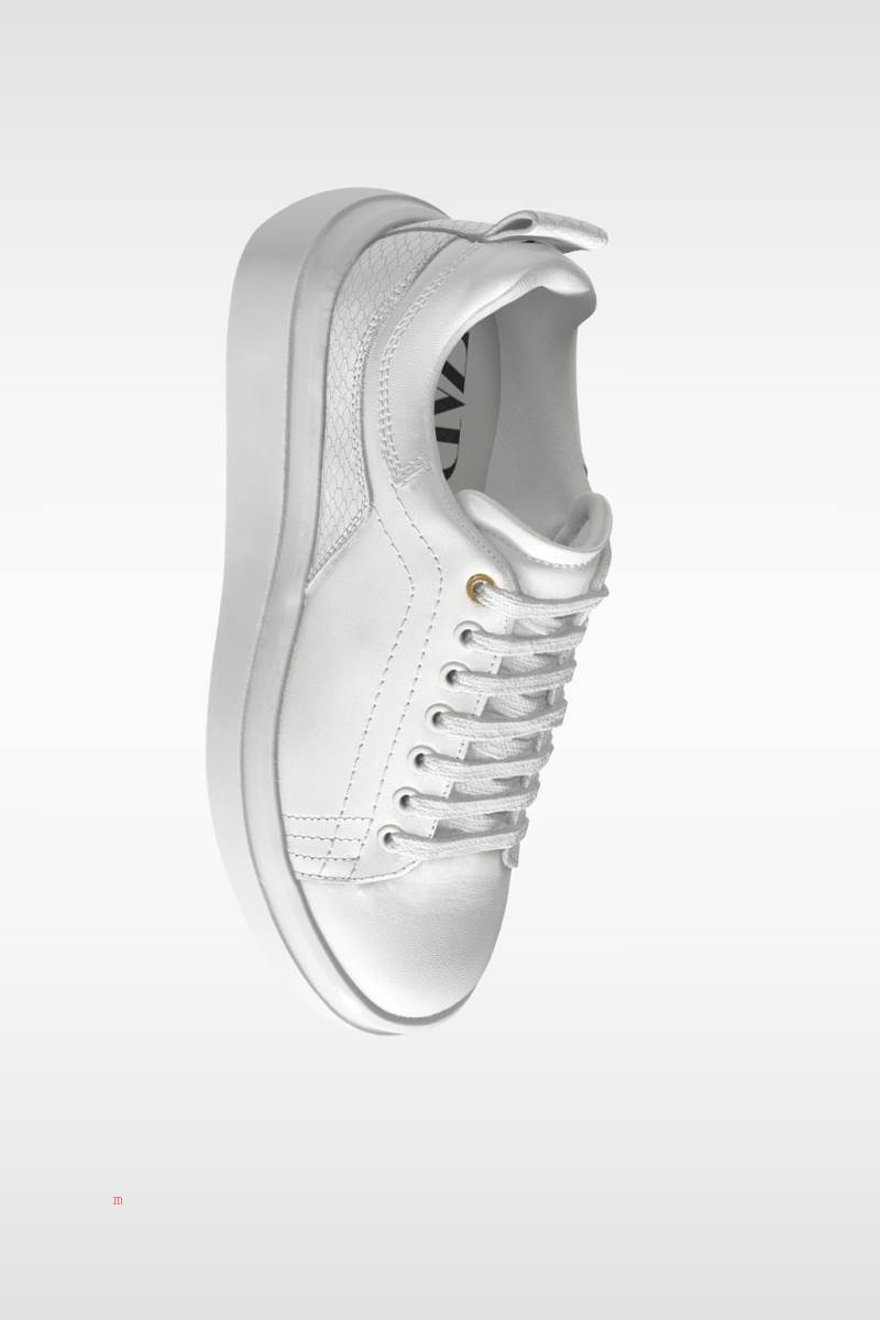 ZARA LEATHER Träningsskor Dam Vita | FJCVD-3758