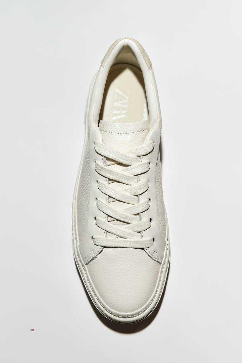 ZARA LEATHER Träningsskor Dam Vita | GQKYD-2594