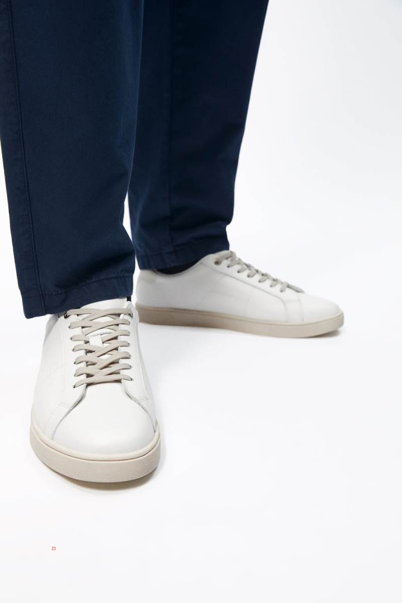 ZARA LEATHER Träningsskor Herr Vita | FVLTQ-4239