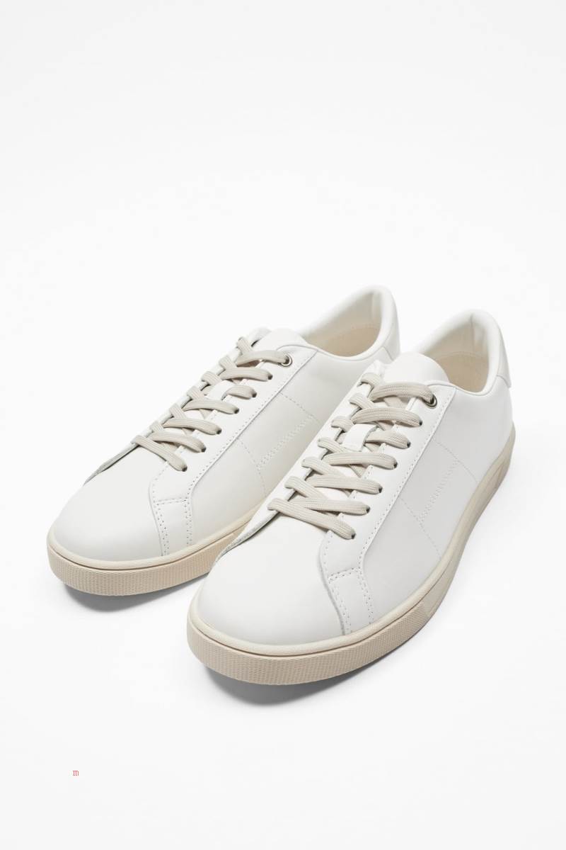 ZARA LEATHER Träningsskor Herr Vita | FVLTQ-4239