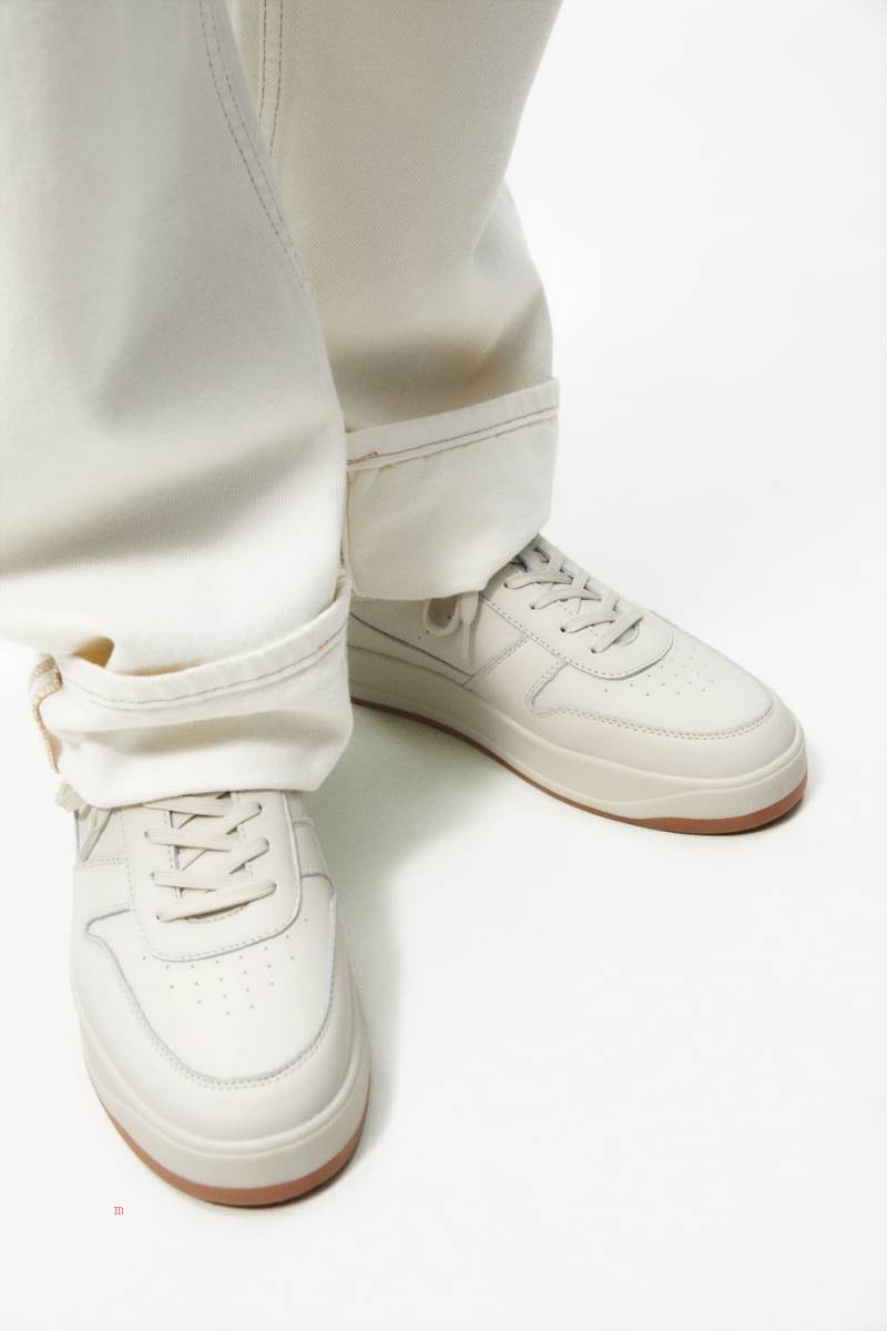 ZARA LEATHER Träningsskor Herr Vita | WXTUN-8314