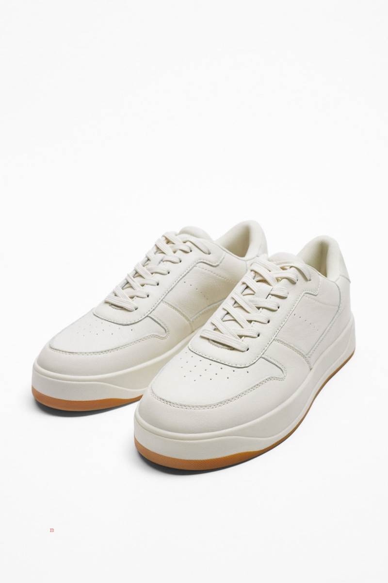 ZARA LEATHER Träningsskor Herr Vita | WXTUN-8314