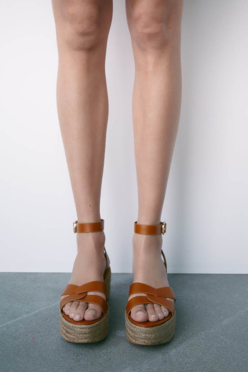 ZARA LEATHER WEDGE Sandaler Dam Bruna | CPWEF-0697