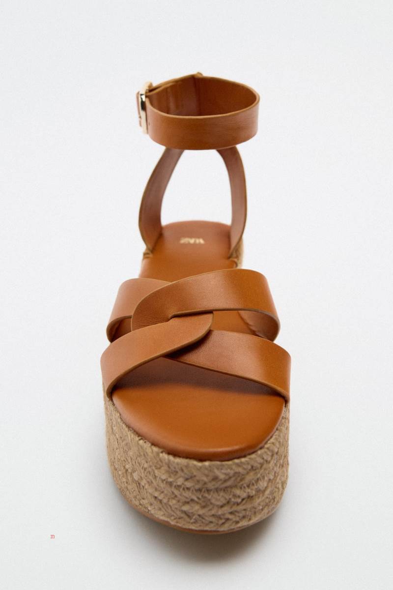 ZARA LEATHER WEDGE Sandaler Dam Bruna | CPWEF-0697