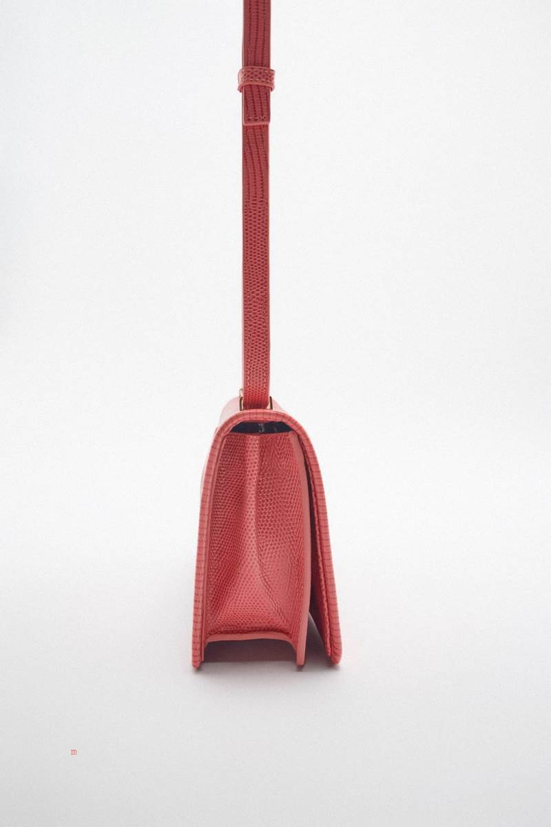 ZARA LEATHER WITH ANIMAL PRINT Crossbody Väska Dam Röda | YWOXP-5038
