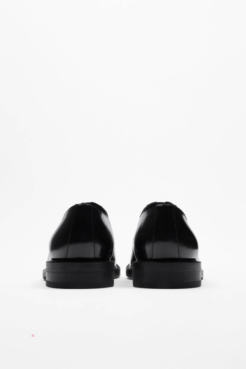 ZARA LEATHER WITH GLOSSY FINISH Läderskor Herr Svarta | YBLJE-0962