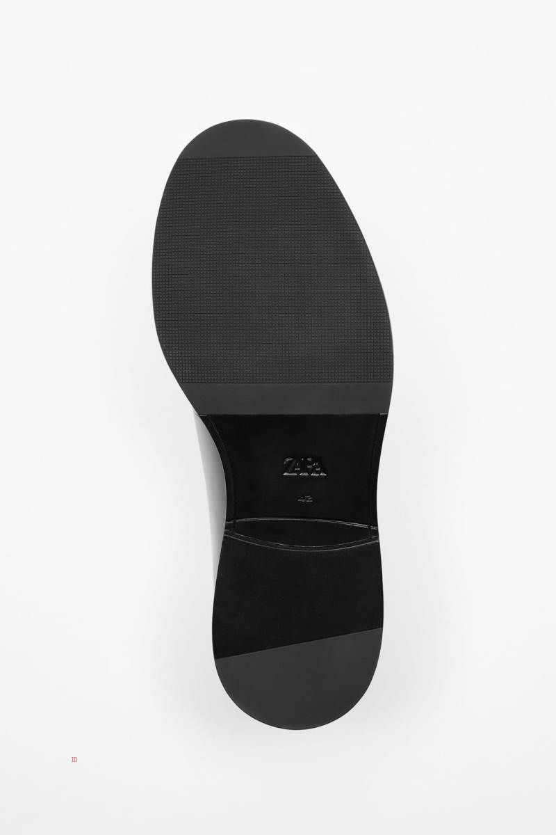 ZARA LEATHER WITH GLOSSY FINISH Läderskor Herr Svarta | YBLJE-0962