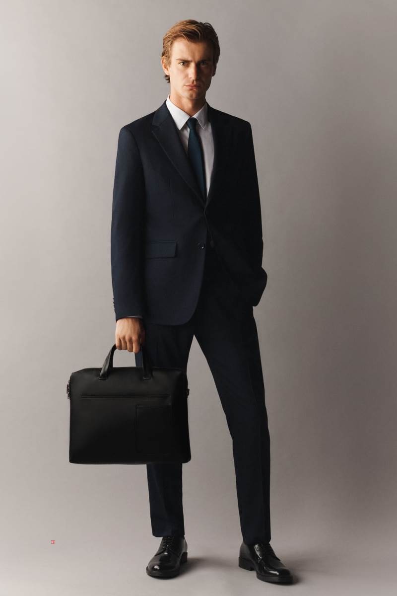ZARA LEATHER WITH GLOSSY FINISH Läderskor Herr Svarta | YBLJE-0962