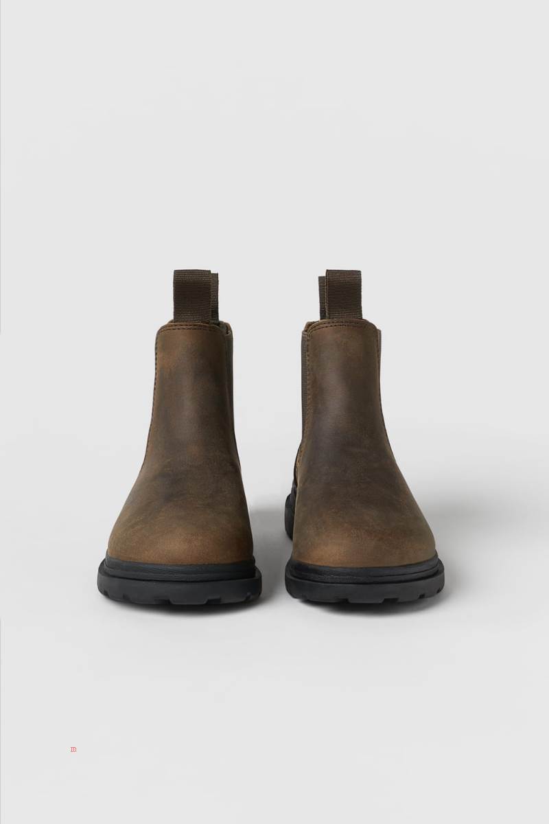 ZARA LEATHER WITH GORES Ankelboots Pojke Bruna | KHUXY-7905