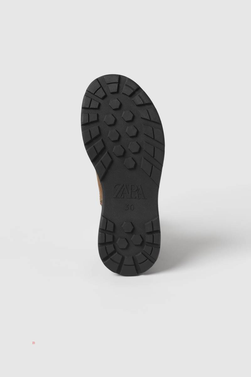 ZARA LEATHER WITH GORES Ankelboots Pojke Bruna | KHUXY-7905