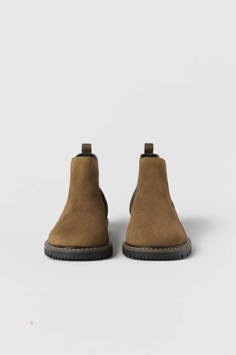 ZARA LEATHER WITH GORES Ankelboots Tjej Grå | MICFK-0658