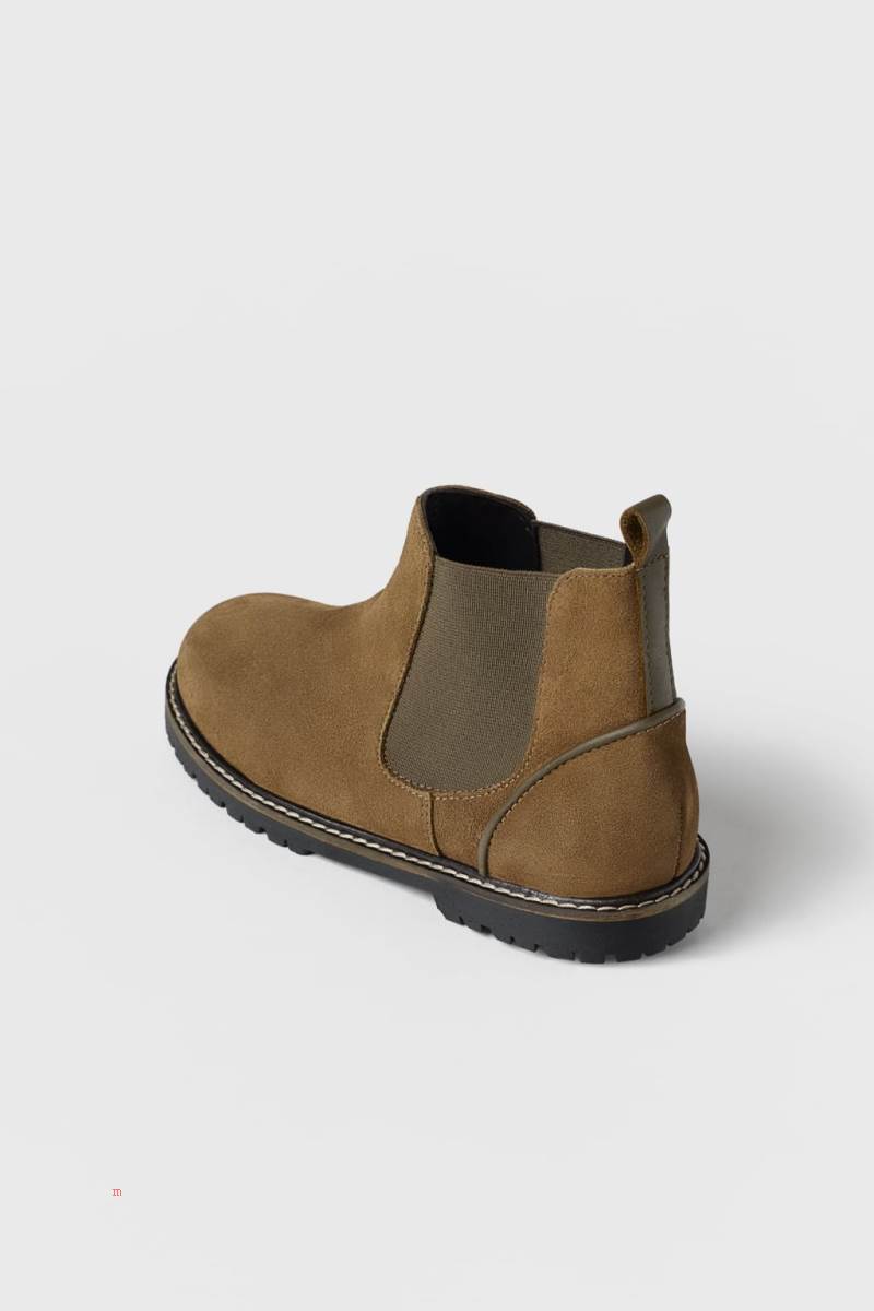 ZARA LEATHER WITH GORES Ankelboots Tjej Grå | MICFK-0658