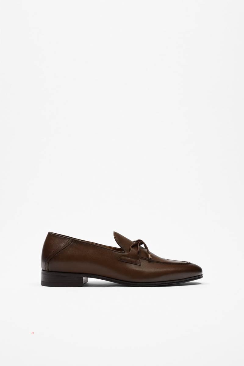 ZARA LEATHER WITH TASSEL Loafers Herr Bruna | YREBP-9827