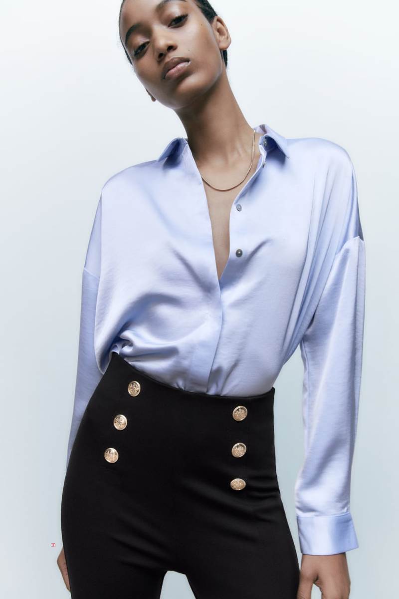 ZARA LEGGINGS WITH GOLD BUTTONS Leggings Dam Svarta | ZRXND-8439