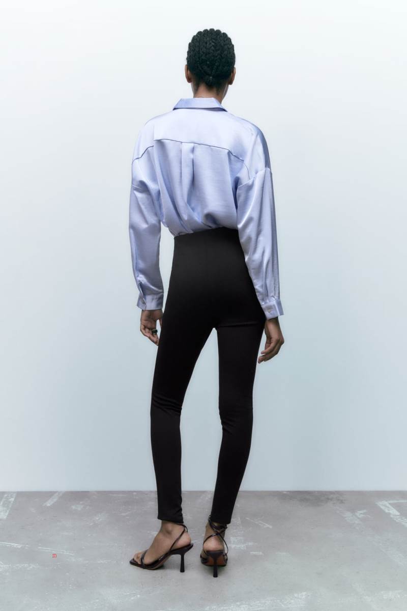 ZARA LEGGINGS WITH GOLD BUTTONS Leggings Dam Svarta | ZRXND-8439