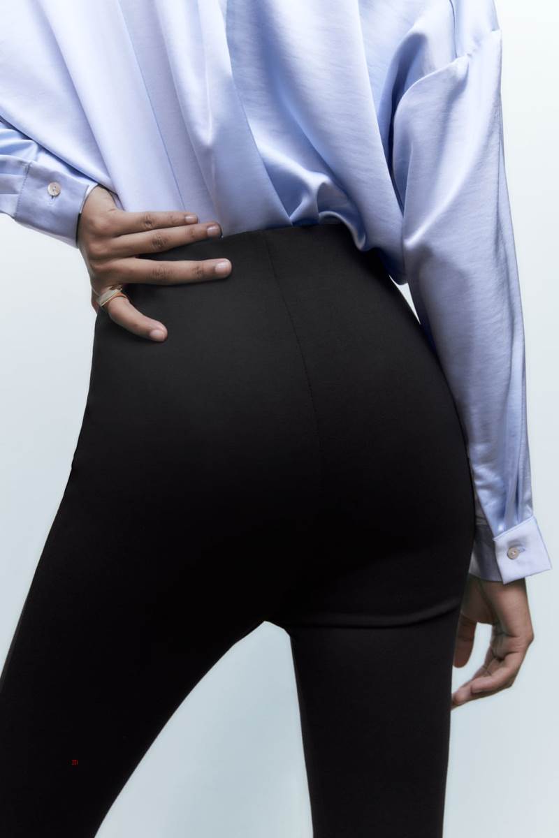 ZARA LEGGINGS WITH GOLD BUTTONS Leggings Dam Svarta | ZRXND-8439