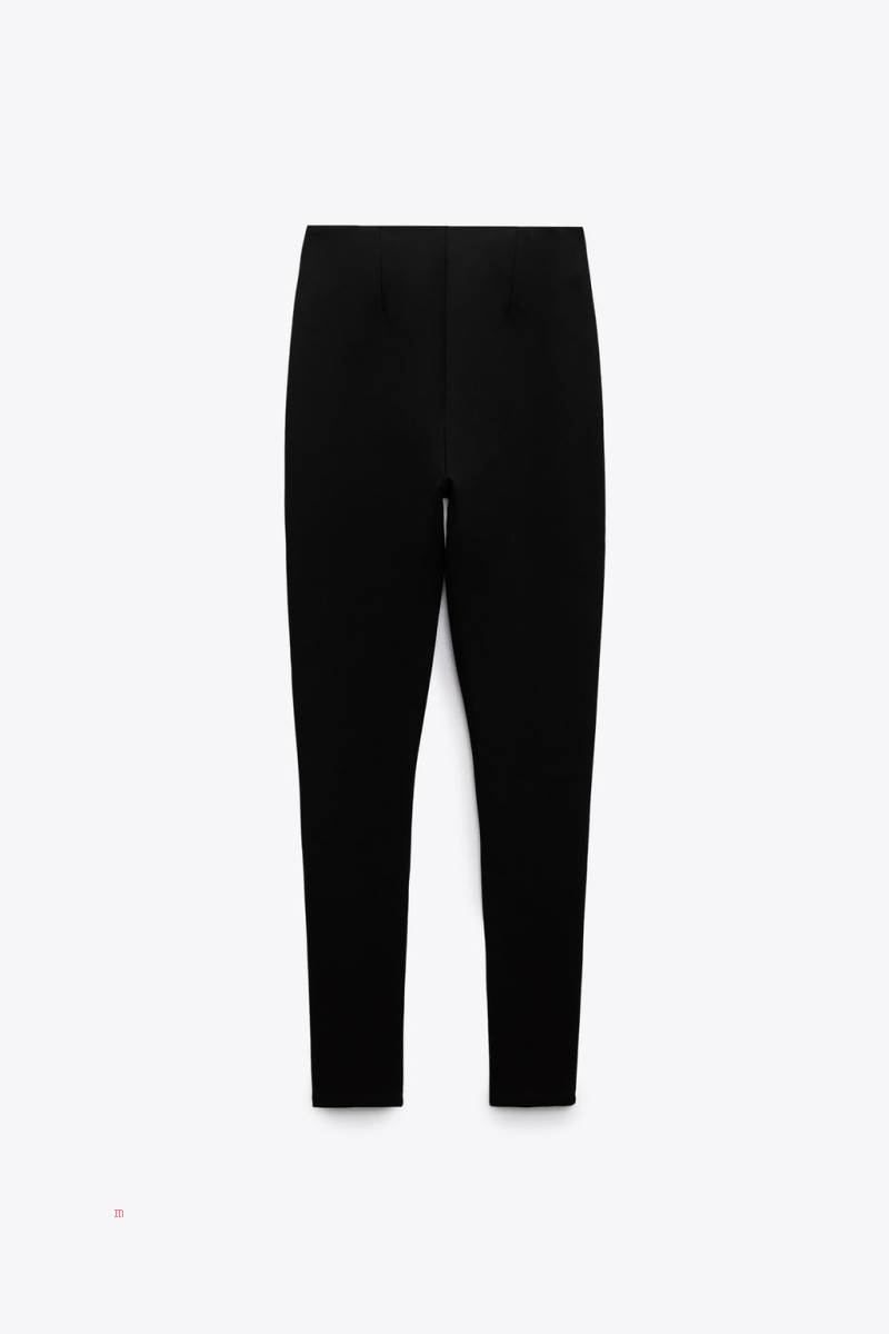 ZARA LEGGINGS WITH GOLD BUTTON Leggings Dam Svarta | GNBCI-0146