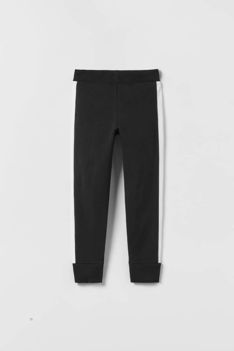 ZARA LEGGINGS WITH STRIPES Leggings Tjej Svarta | ORPEY-5679