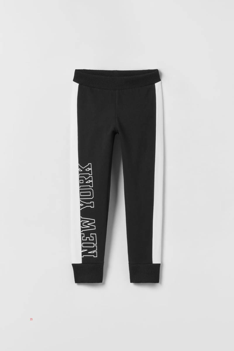 ZARA LEGGINGS WITH STRIPES Leggings Tjej Svarta | ORPEY-5679