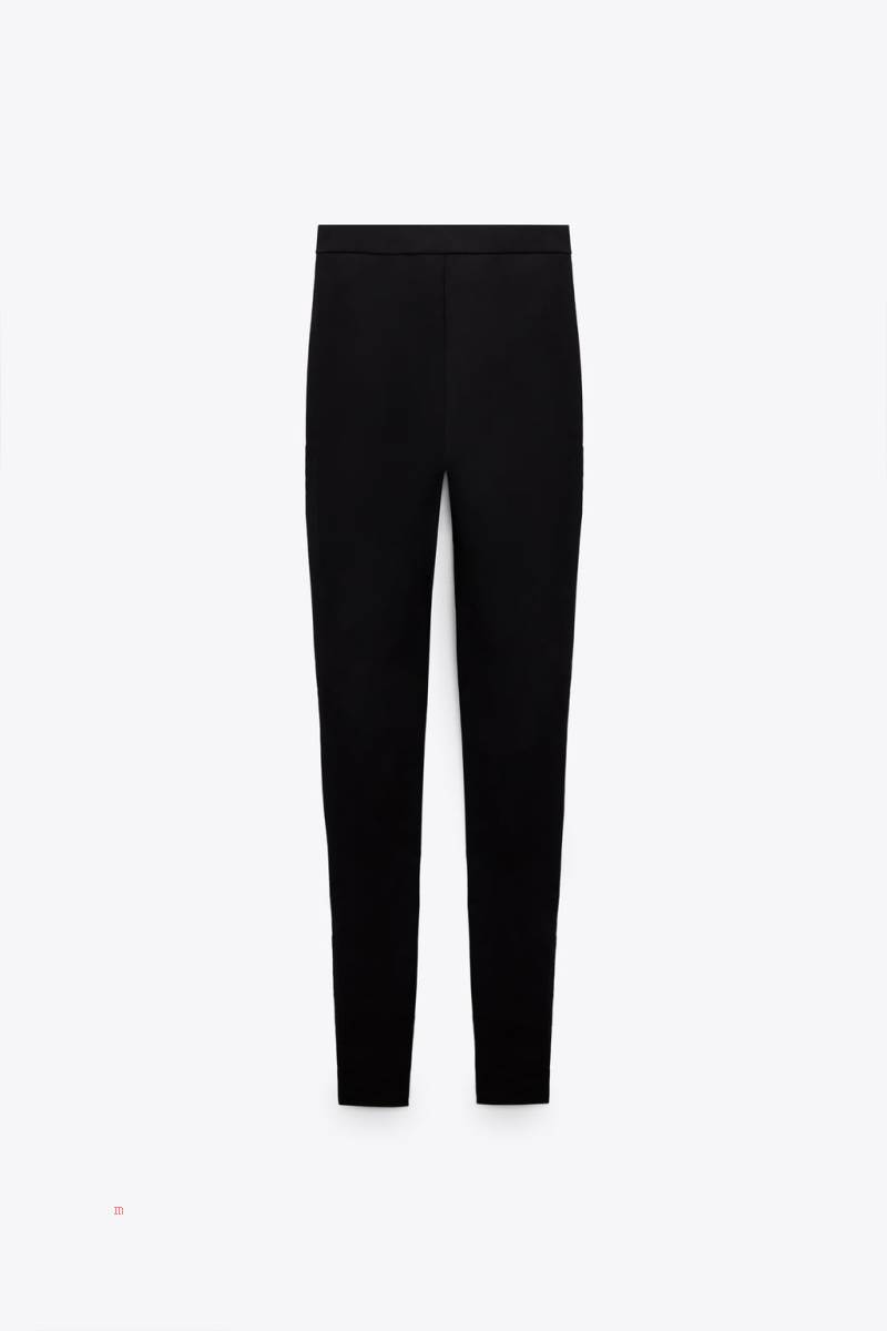 ZARA LEGGINGS WITH ZIP HEMS Leggings Dam Svarta | KPJDB-6823