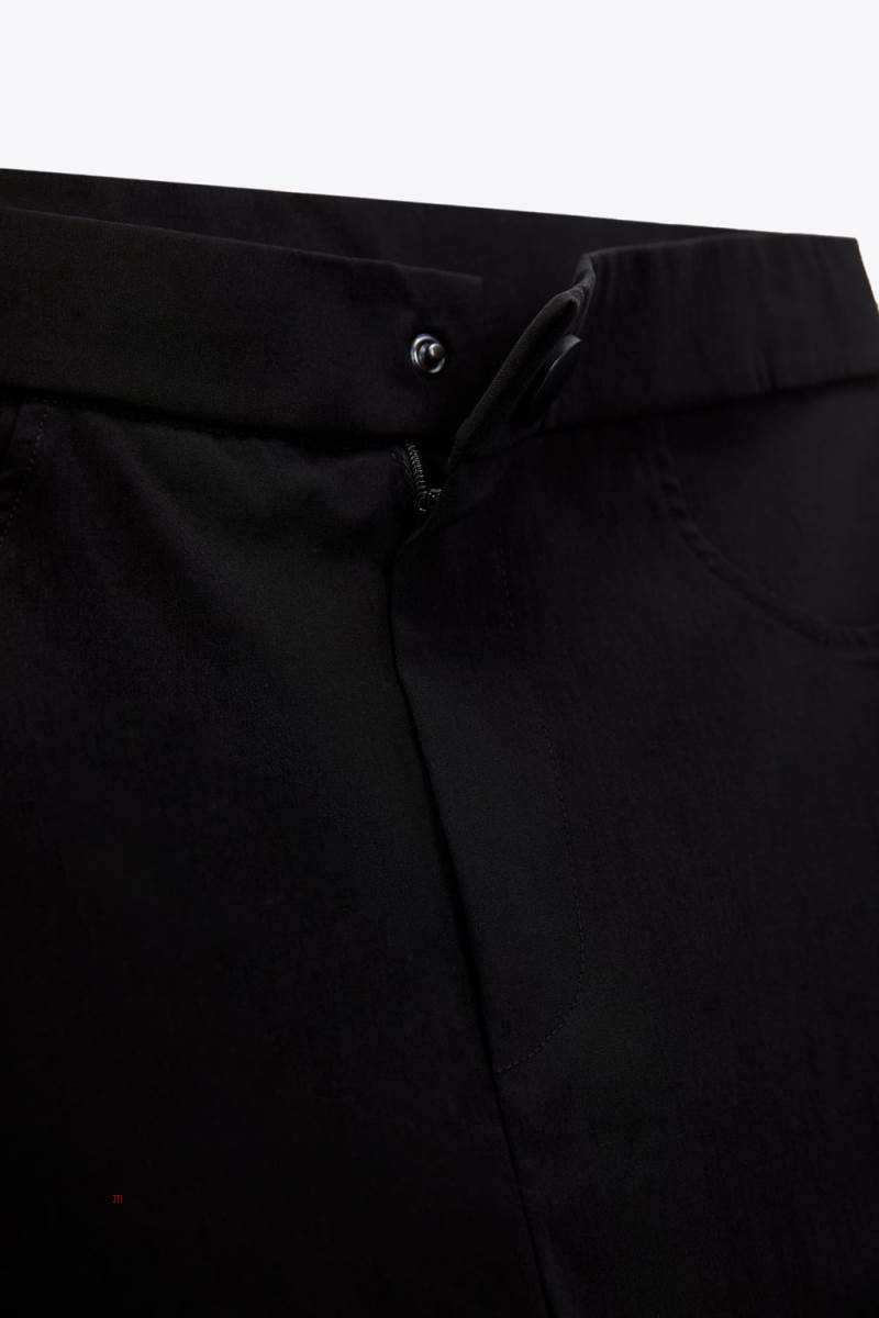 ZARA LEGGINGS WITH ZIP HEMS Leggings Dam Svarta | KPJDB-6823