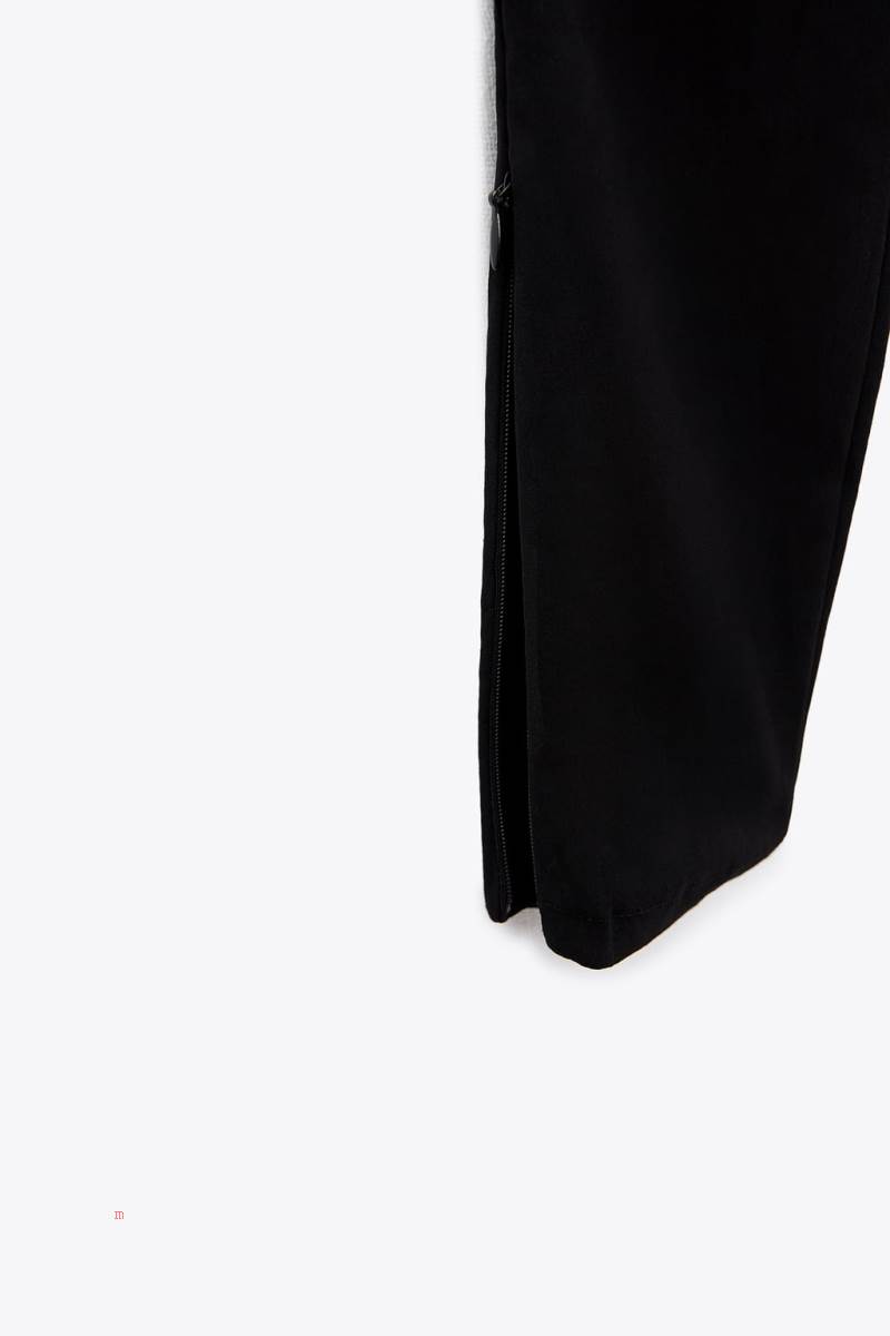 ZARA LEGGINGS WITH ZIP HEMS Leggings Dam Svarta | KPJDB-6823