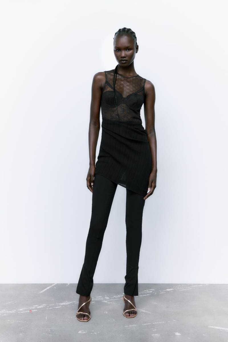 ZARA LEGGINGS WITH ZIP HEMS Leggings Dam Svarta | KPJDB-6823