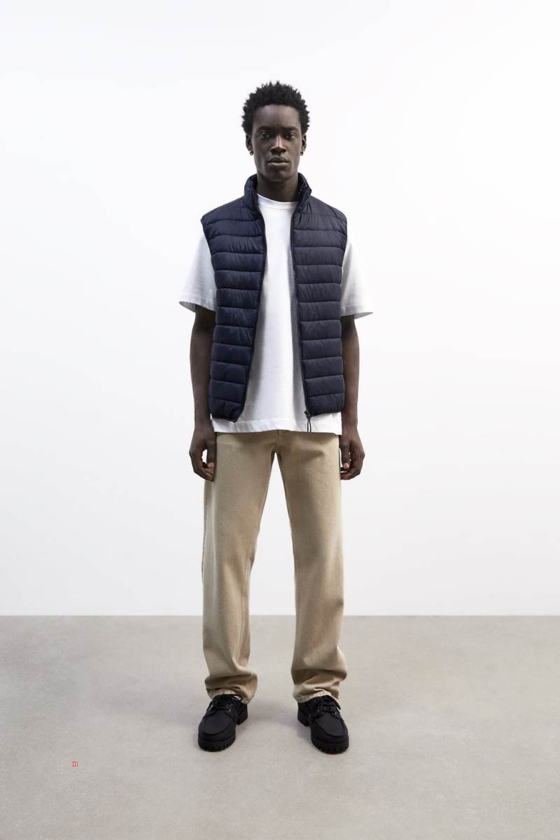 ZARA LIGHTWEIGHT PUFFER Kostym Gilet Herr Marinblå Blå | OGPAV-9605