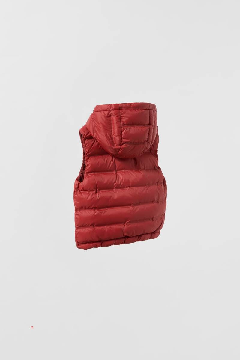 ZARA LIGHTWEIGHT THERMO-SEALED PUFFER Kostym Gilet Pojke Röda | CIMKN-0536
