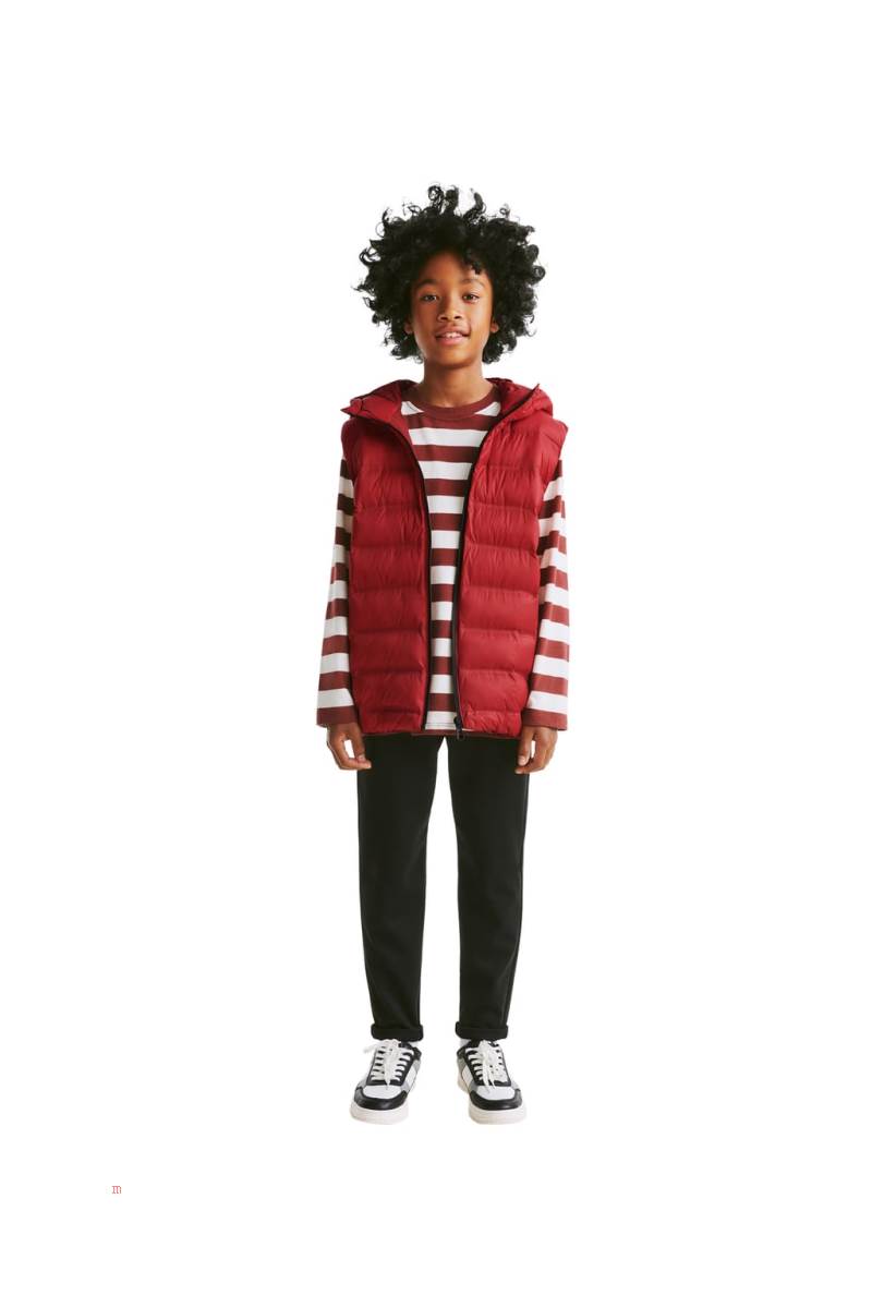ZARA LIGHTWEIGHT THERMO-SEALED PUFFER Kostym Gilet Pojke Röda | CIMKN-0536