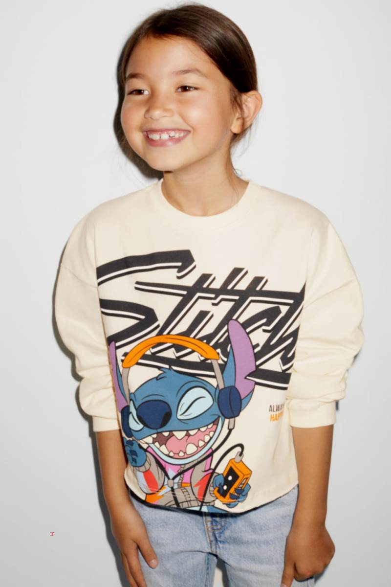 ZARA LILO & STITCH © DISNEY T-shirt Tjej Grå Vita | OBSJR-9834