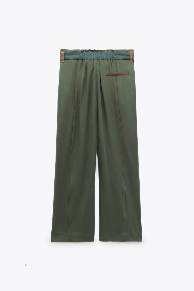ZARA LIMITED EDITION FLOWING Byxor Dam Mörkgröna | BIYVO-0396