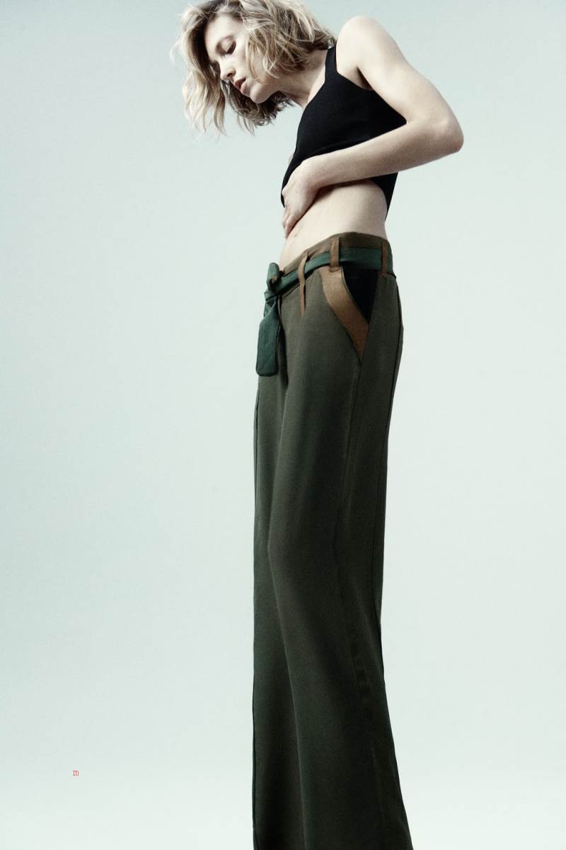 ZARA LIMITED EDITION FLOWING Byxor Dam Mörkgröna | BIYVO-0396
