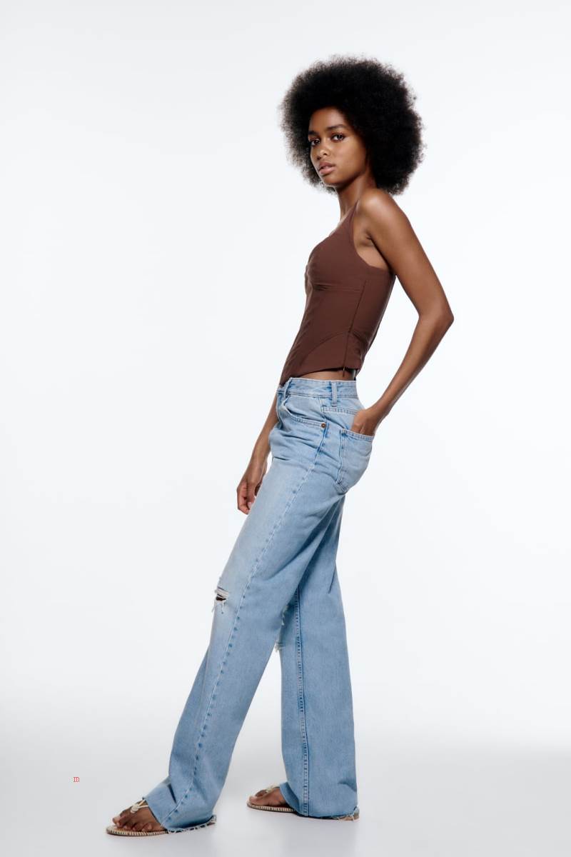 ZARA LINEN BLEND CORSETRY-INSPIRED TOP Korsett Dam Choklad Bruna | NDLCF-3802
