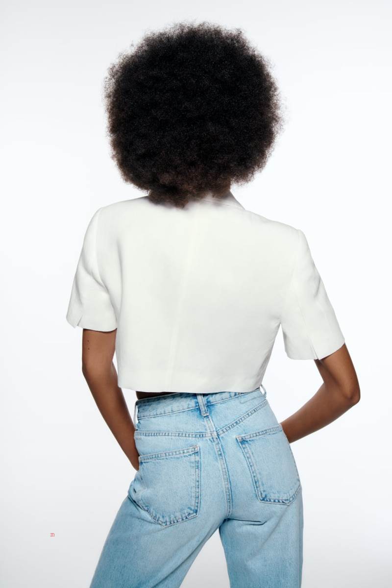 ZARA LINEN BLEND CROPPED Blazers Dam Vita | QEUGR-8925