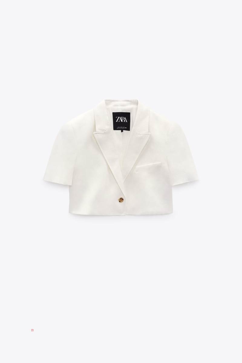 ZARA LINEN BLEND CROPPED Blazers Dam Vita | QEUGR-8925