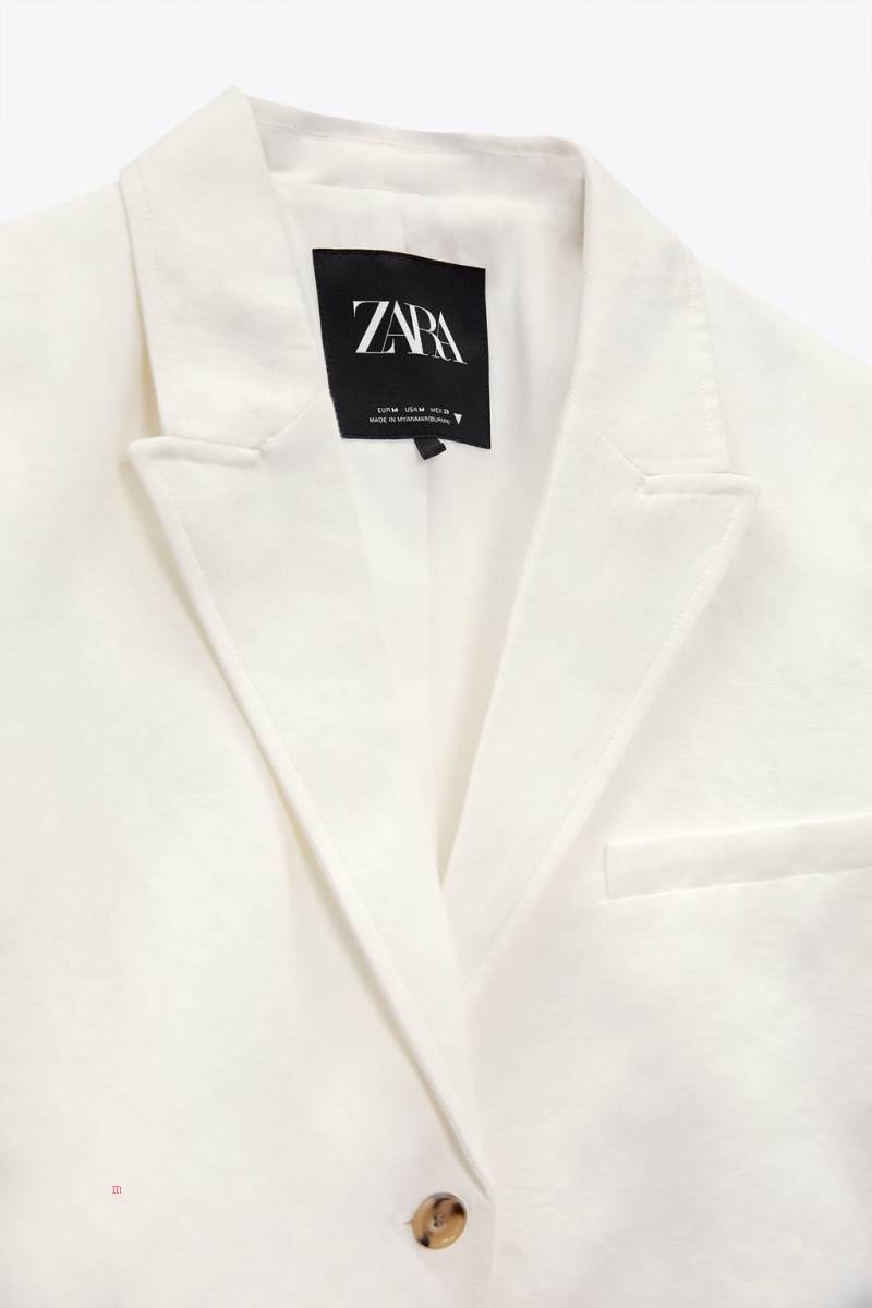 ZARA LINEN BLEND CROPPED Blazers Dam Vita | QEUGR-8925