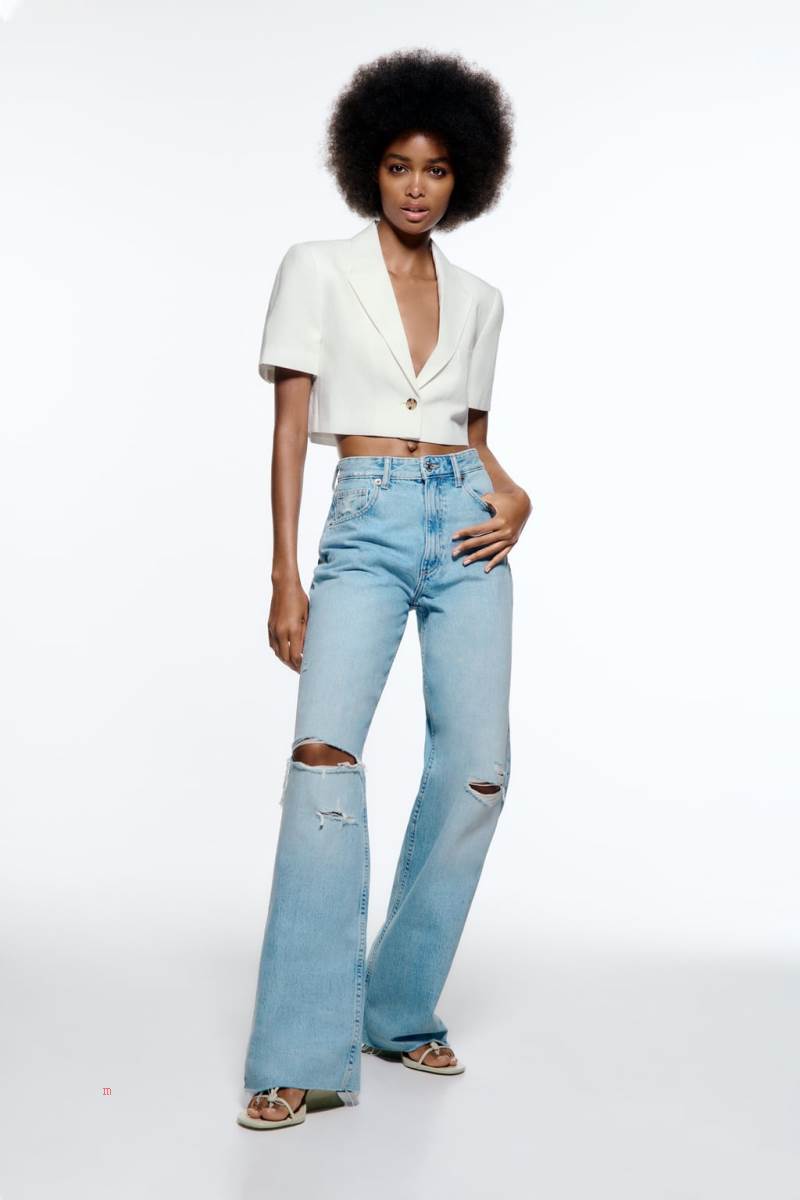 ZARA LINEN BLEND CROPPED Blazers Dam Vita | QEUGR-8925