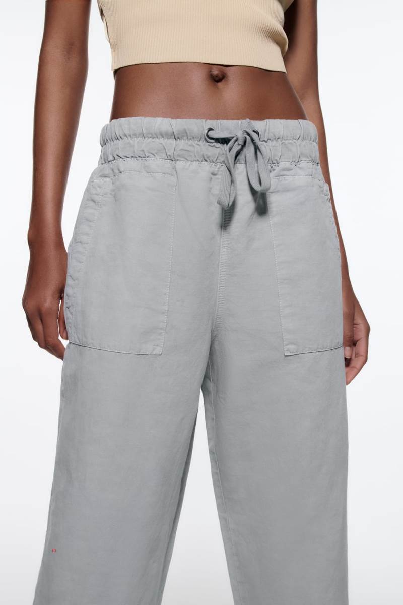 ZARA LINEN BLEND Mjukisbyxor Dam Blå | MZJHC-5876