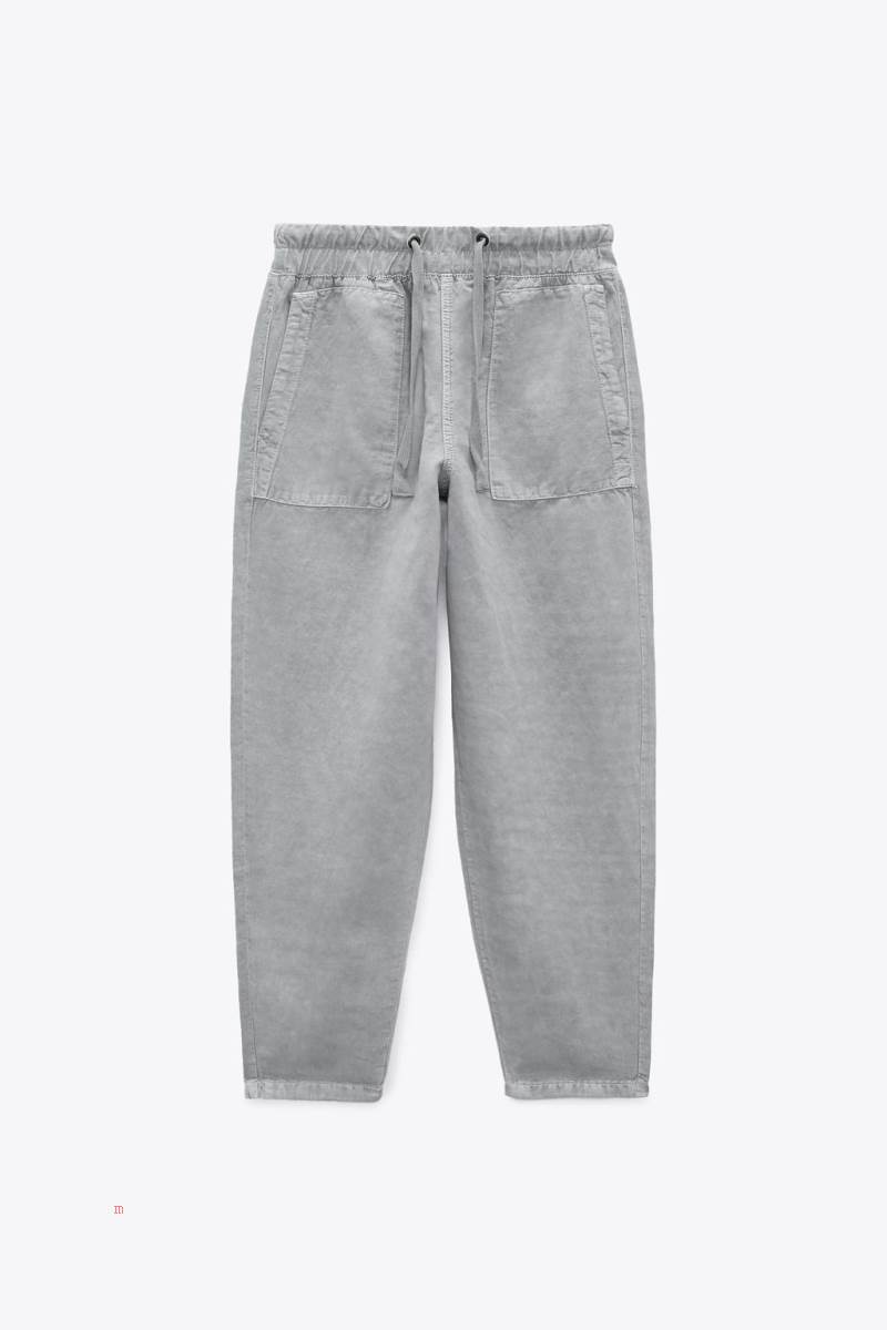 ZARA LINEN BLEND Mjukisbyxor Dam Blå | MZJHC-5876