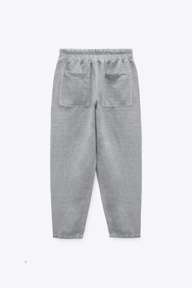 ZARA LINEN BLEND Mjukisbyxor Dam Blå | MZJHC-5876