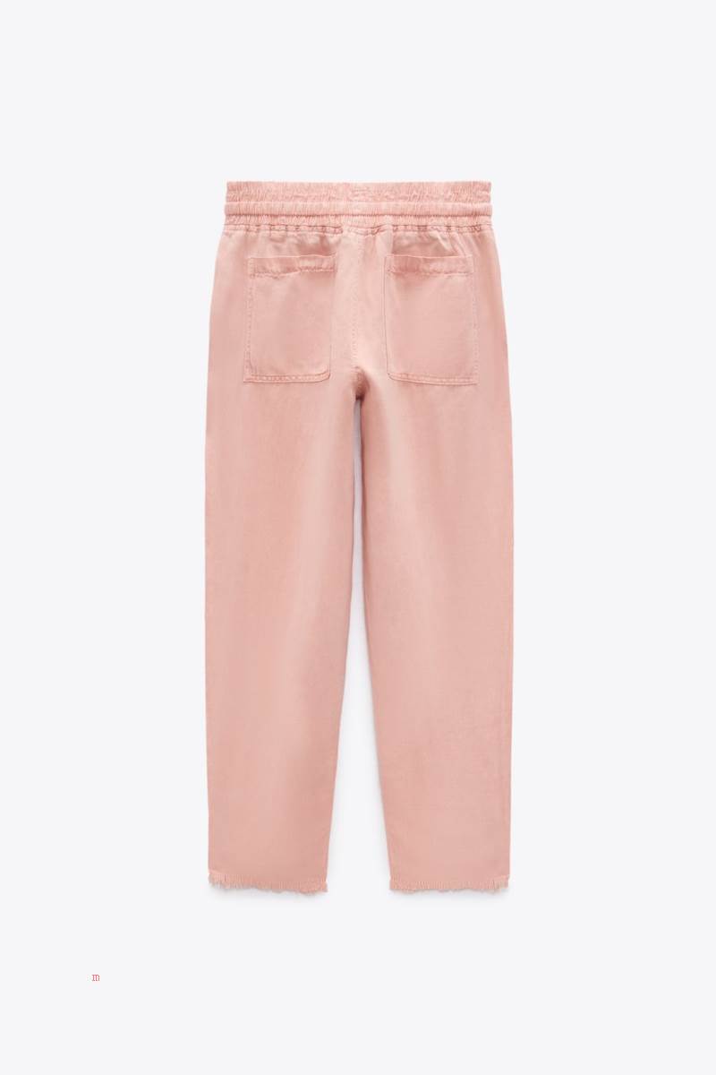 ZARA LINEN BLEND Mjukisbyxor Dam Rosa | YZAEV-1620