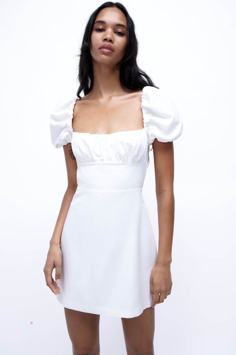 ZARA LINEN BLEND SHORT Klänning Dam Vita | OUZQM-3697