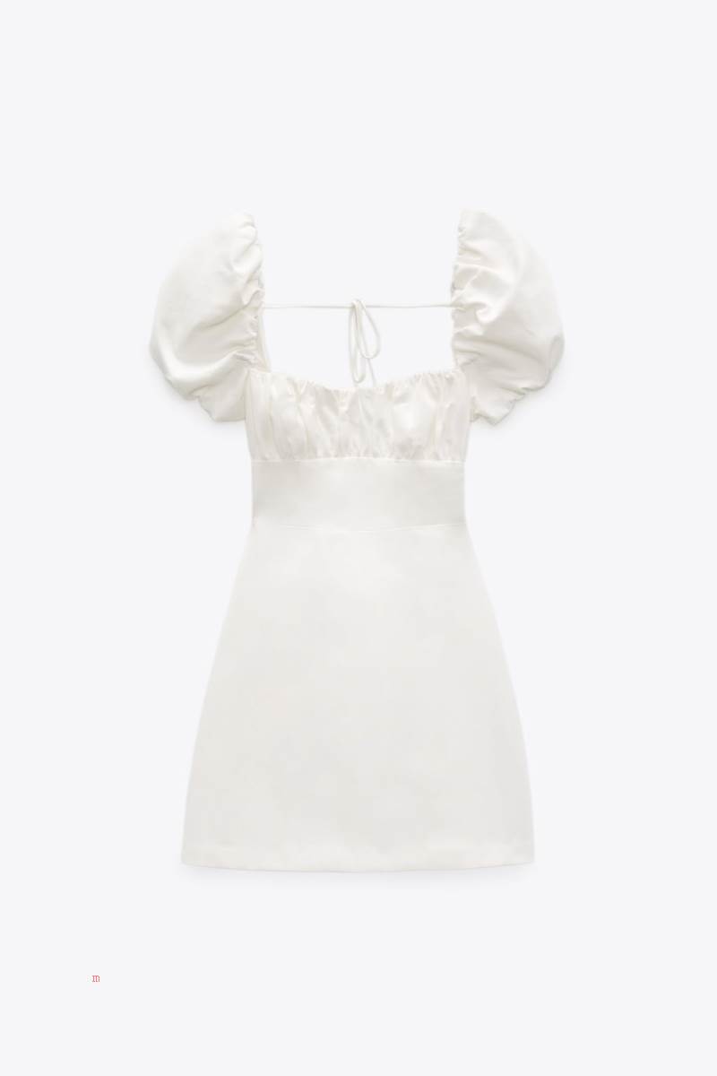 ZARA LINEN BLEND SHORT Klänning Dam Vita | OUZQM-3697